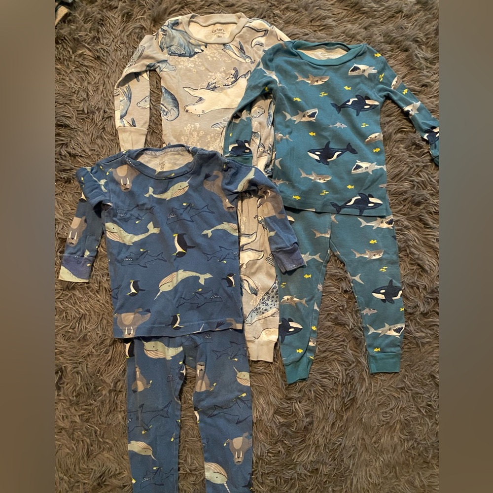 Carter's Blue and White Ocean Pajama Set